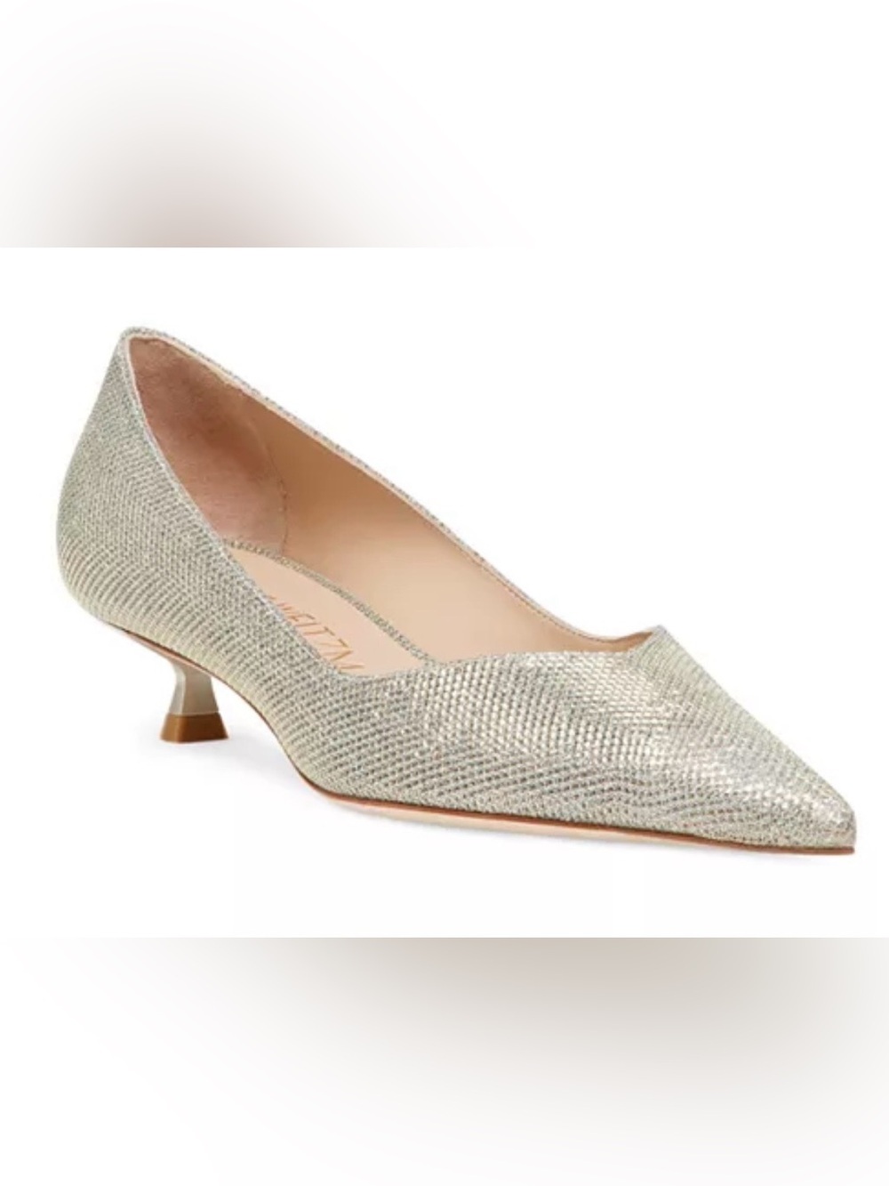 Stuart Weitzman beige Pointed Kitten Heel Pump size 6M